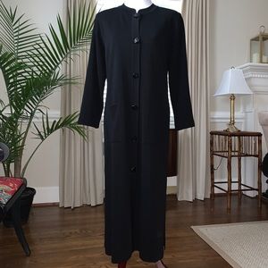 Misook Black Ribbed Knit Long Cardigan Duster